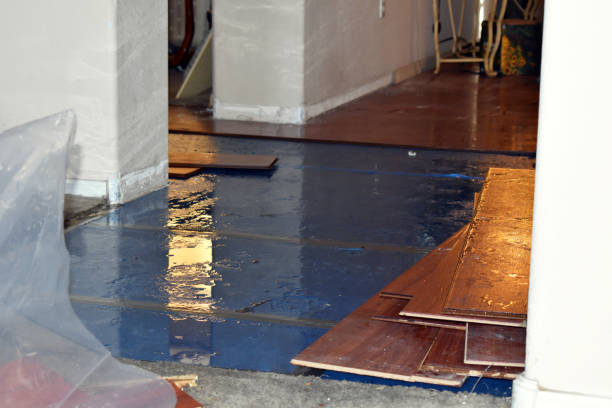 Professional Basement Flood Cleanup technician working in Lake, MI